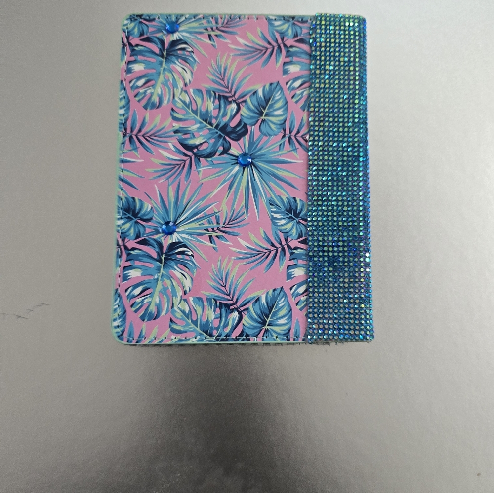 Alchemy Pink and Blue Bling Tropical Passport Case - Picture 4 of 9